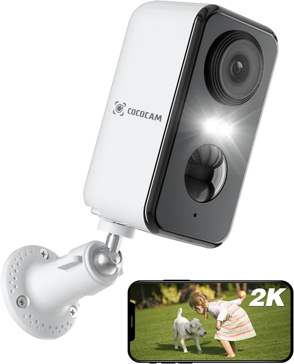 2K Camera Surveillance WiFi Exterieure sans Fil Batterie avec AI PIR Détection Compatible Alexa