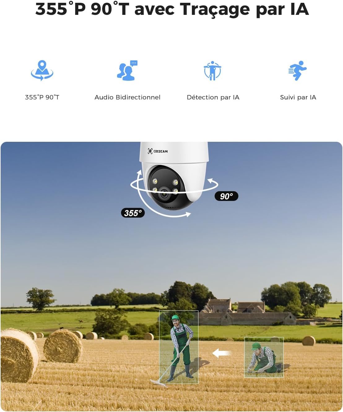 24/7 Enregistrement AOV 4G LTE Camera Surveillance Exterieur sans Fil avec Batterie 15000mAh Panneau Solaire 8W