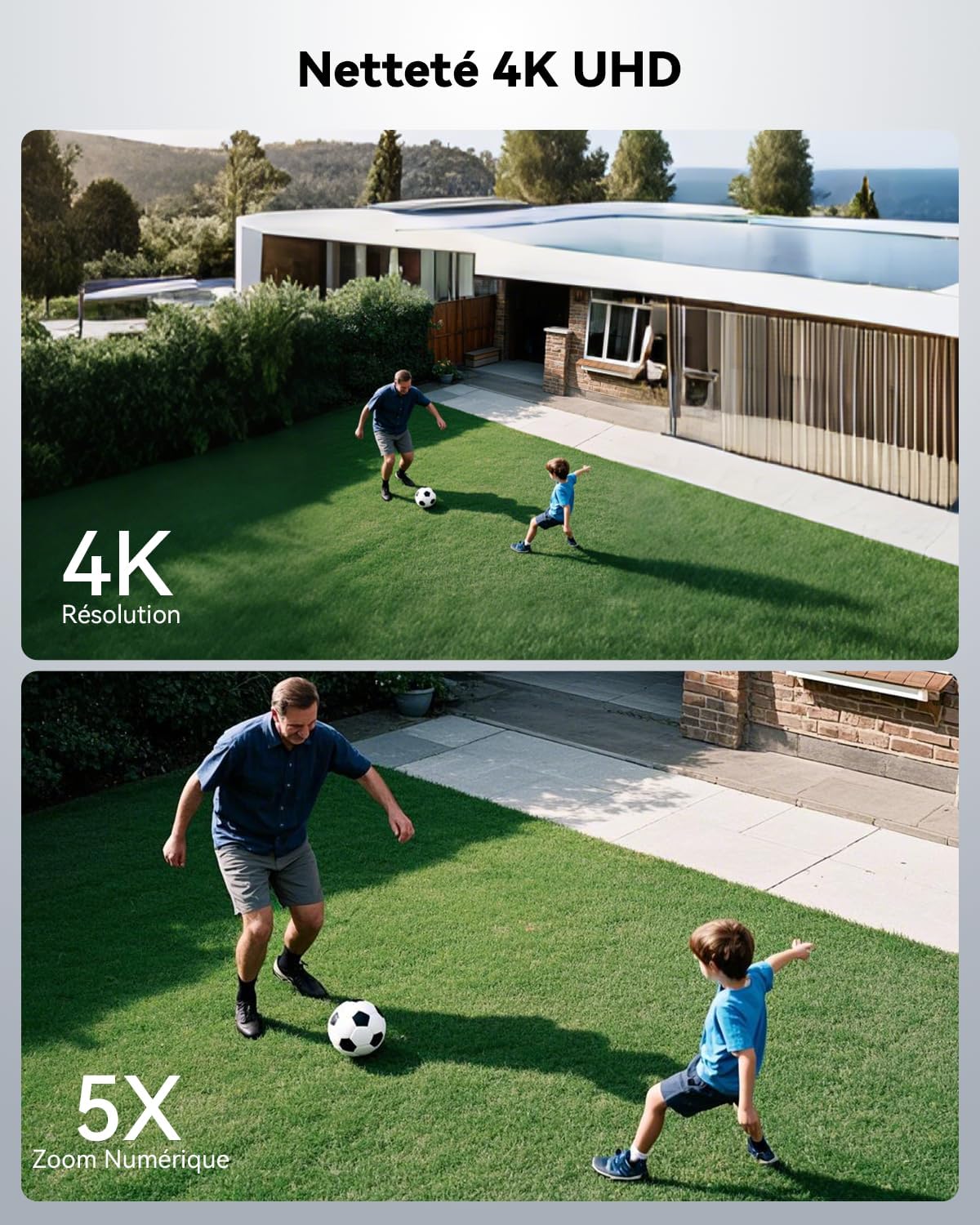 COCOCAM 4K 8MP Camera Surveillance WiFi Exterieure sans Fil Solaire, à Panneau Solaire 6W, Vision Nocturne Couleur 4K, Reconnaissance par IA, Détection Humaine PIR