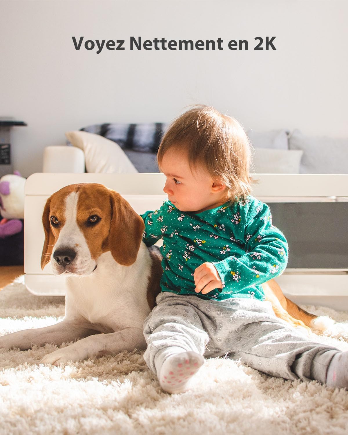 COCOCAM 4G Camera Surveillance Interieur sans Fil avec Batterie 6000mAh, 355°P 90°T, 2K 4G Caméra pour Bébé/Animal/Ancien, Détection Humaine PIR, Carte SIM Intégrée(sans WiFi)