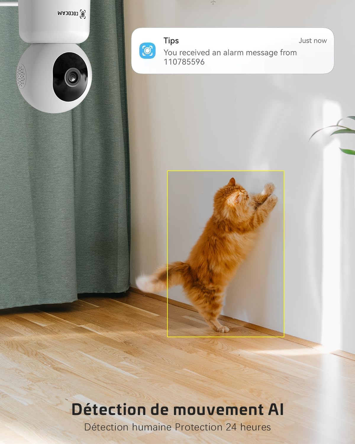 COCOCAM 5MP Camera Surveillance WiFi Interieur 2,4/5GHz WiFi  Détection de Mouvement AI Suivi Automatique