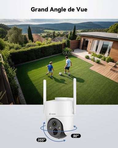 COCOCAM 4K 8MP Camera Surveillance WiFi Exterieure sans Fil Solaire, à Panneau Solaire 6W, Vision Nocturne Couleur 4K, Reconnaissance par IA, Détection Humaine PIR