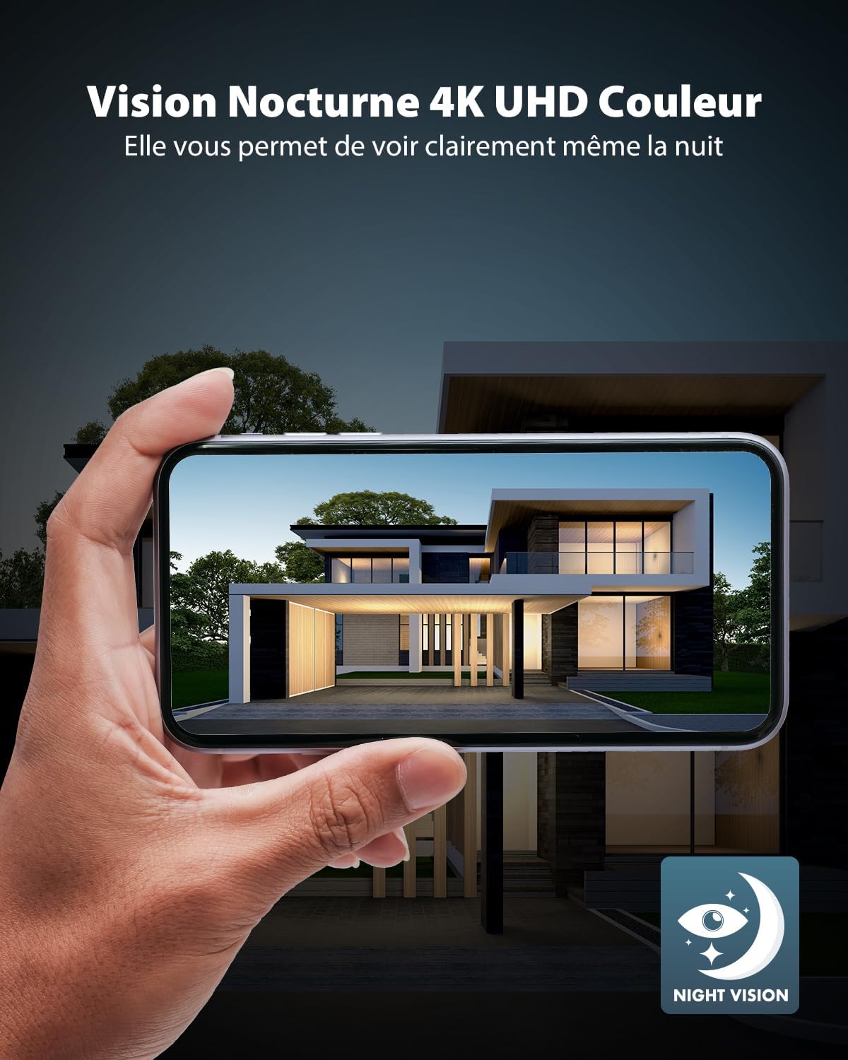 COCOCAM 4K 8MP Camera Surveillance WiFi Exterieure sans Fil sur Batterie 10000mAh, Panneau Solaire Réglable 5W, Détection IA, Détection Humaine PIR, 355 °P 90 °T, Wi-FI 2,4 GHz, IP66, Wi-FI 6