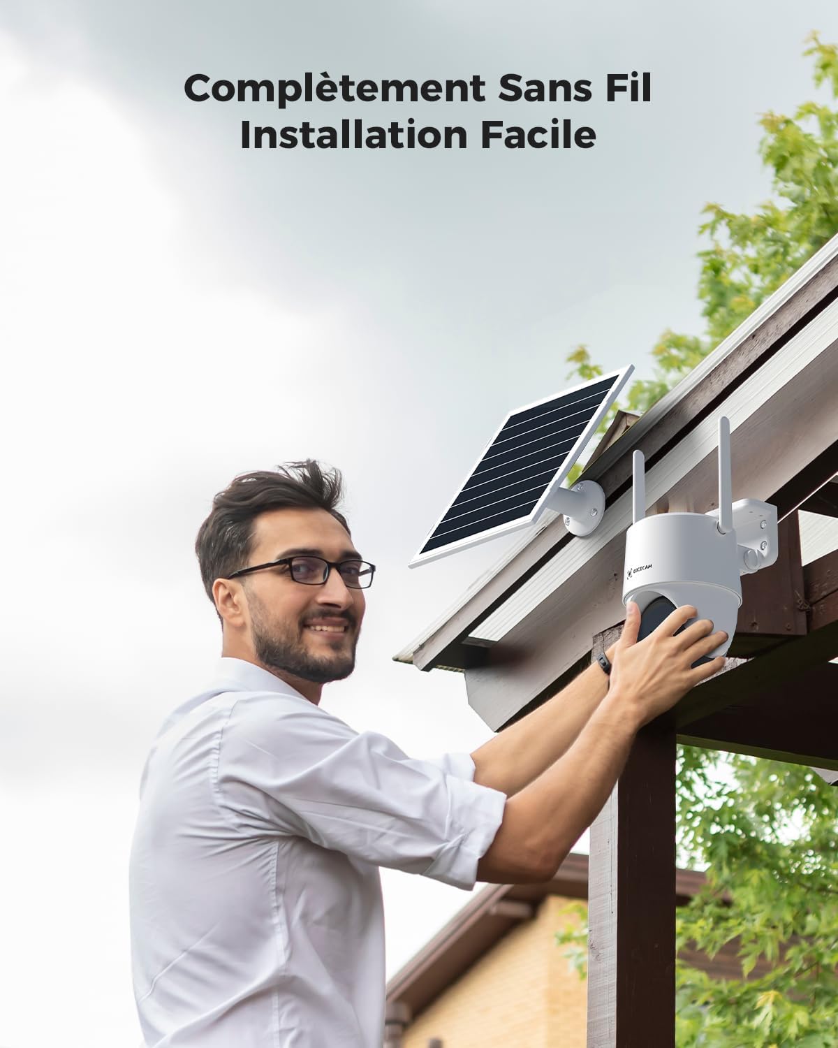 24/7 Enregistrement AOV 4G LTE Camera Surveillance Exterieur sans Fil avec Batterie 15000mAh Panneau Solaire 8W