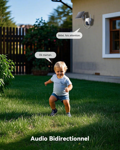 COCOCAM 4K 8MP Camera Surveillance WiFi Exterieure sans Fil Solaire, à Panneau Solaire 6W, Vision Nocturne Couleur 4K, Reconnaissance par IA, Détection Humaine PIR