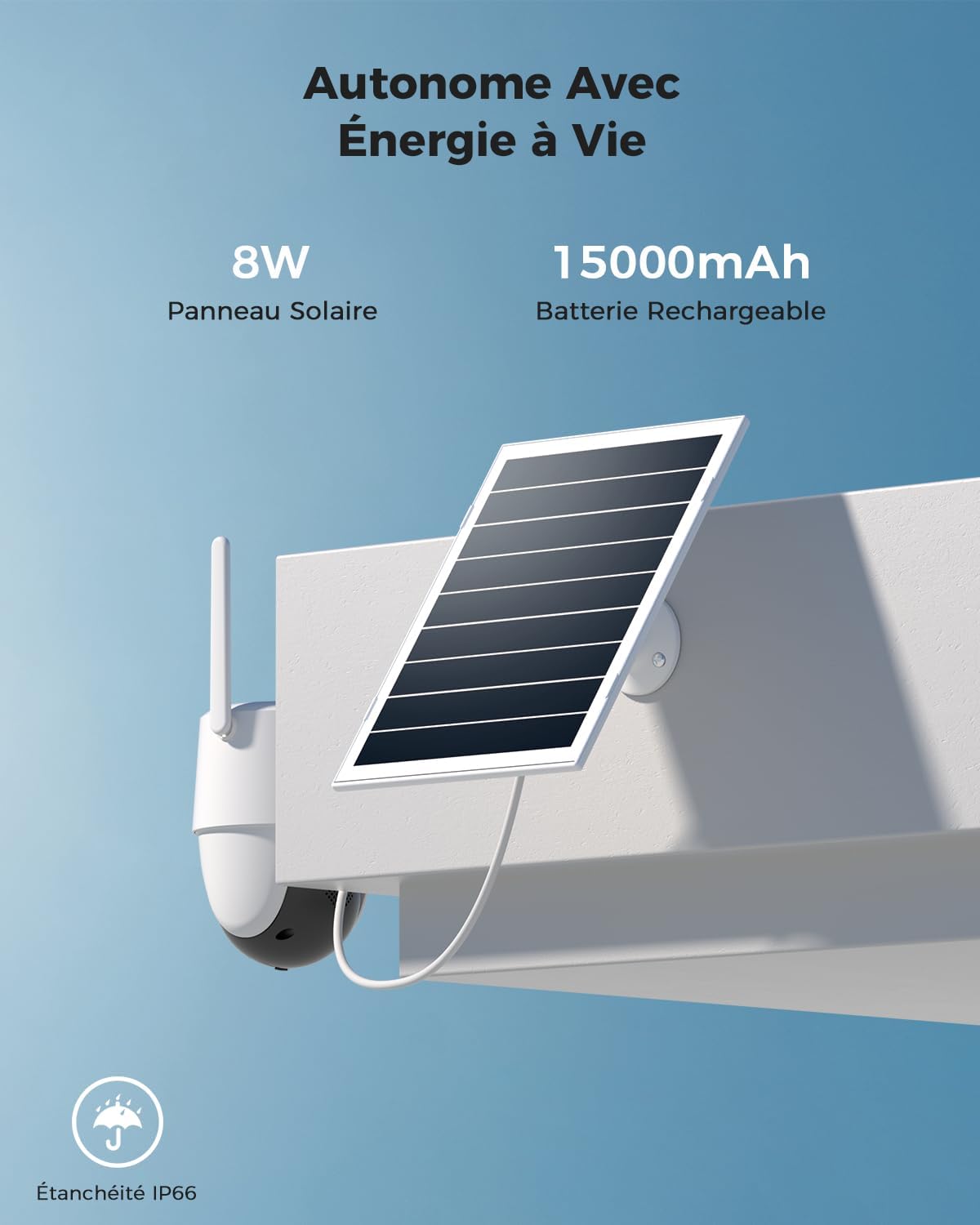 24/7 Enregistrement AOV 4G LTE Camera Surveillance Exterieur sans Fil avec Batterie 15000mAh Panneau Solaire 8W